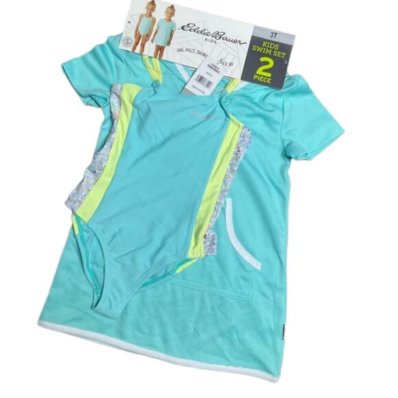 Eddie Bauer Other - Eddie Bauer Swim Set 2 Piece One Piece Swimsuit & Cover Up Girls Size 3T NEW